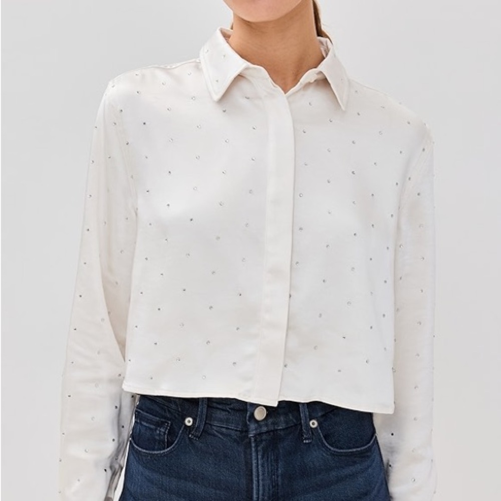 Chic White Women's Blouse with Subtle Pattern Size Xl